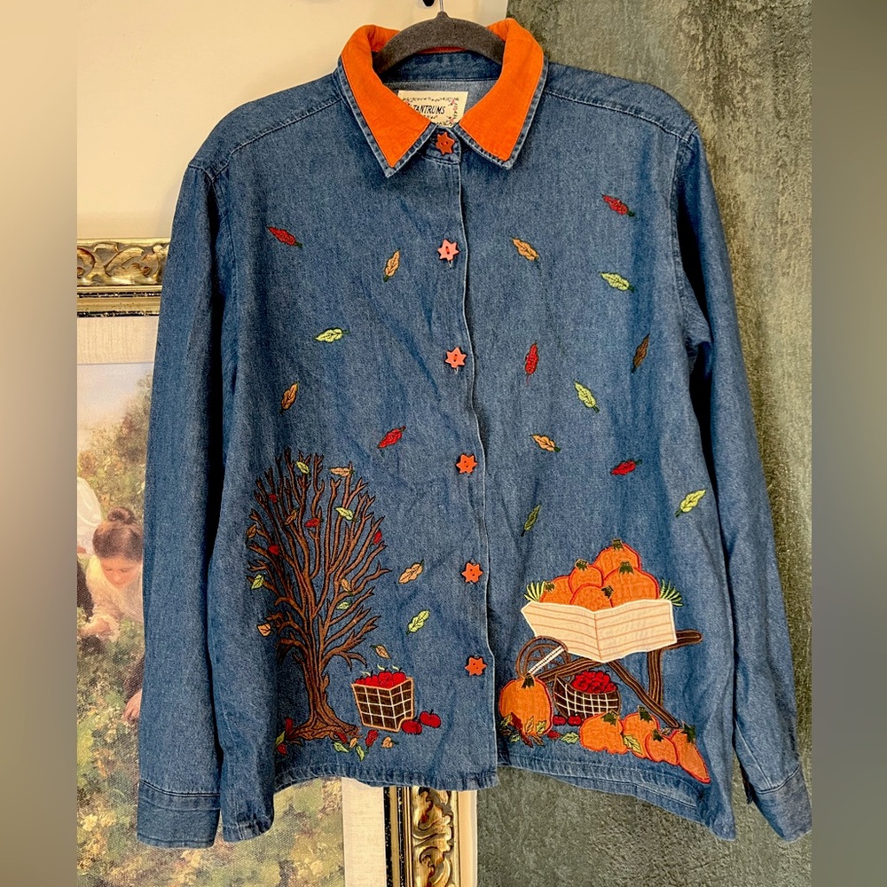 Vintage Tantrums Shacket with Orange Corduroy Collar